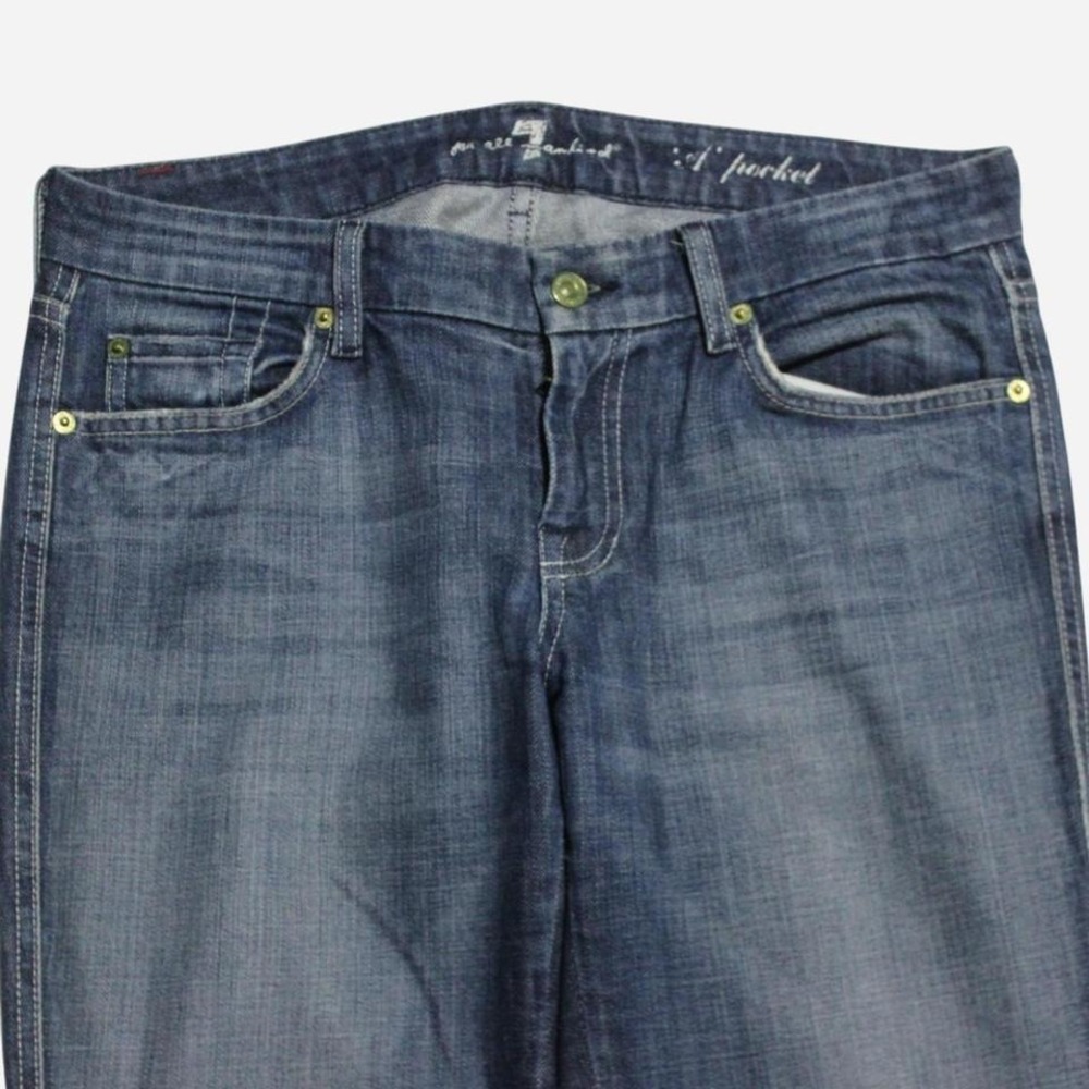Womens Y2K USA Made 7 For All Mankind Low-rise Flare A Pocket Faded Jeans - Picture 3 of 7